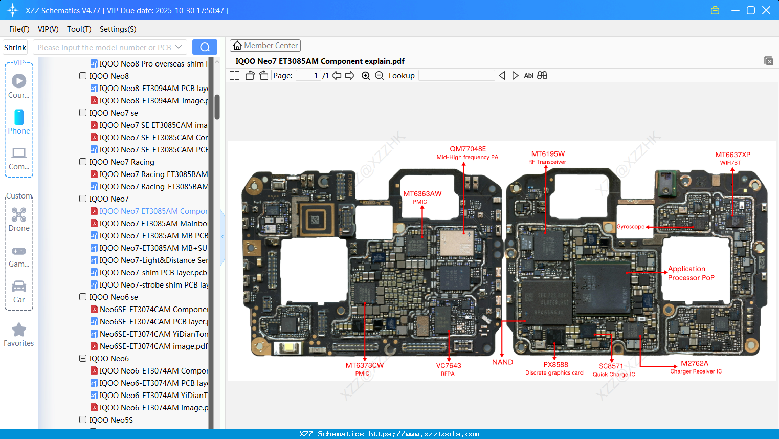 VIVO IQOO Neo7 ET3085AM Component Explain